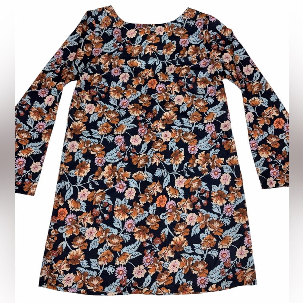 Halogen Women’s Long Sleeve Floral Mini Dress Size M Retro Hippie Style